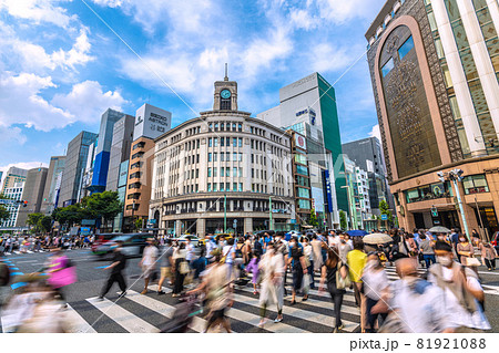 日本の東京都市景観　4度目の宣言下、銀座などを望む（9日、宣言30日まで延長決定）＝9月11日 81921088