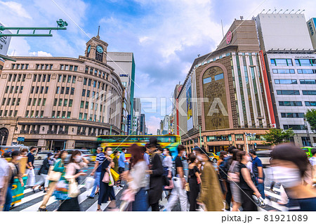 日本の東京都市景観　4度目の宣言下、銀座などを望む（9日、宣言30日まで延長決定）＝9月11日 81921089