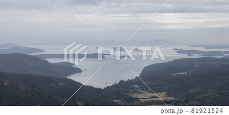 Aerial View of Salt Spring Island and farms from the top of Mt. Maxwell. Aerial View of Salt Spring Island and farms from the top of Mt. Maxwell. 81921524