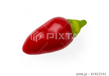 Red hot ornamental chilli pepper isolated on a white background. Whole mini pepper pod. Red hot ornamental chilli pepper isolated on a white background. Whole mini pepper pod. 81922542