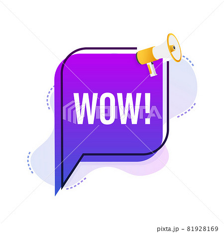 Wow Megaphone Flat Vector Illustration のイラスト素材