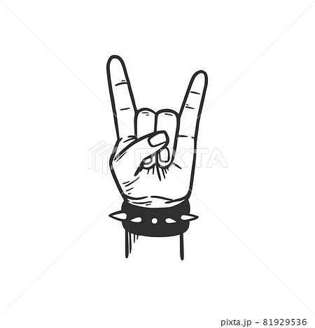 Rock and roll hand. Hand drawn 81929536