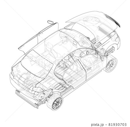 Assembling electric car. Vector Assembling electric car. Vector 81930703