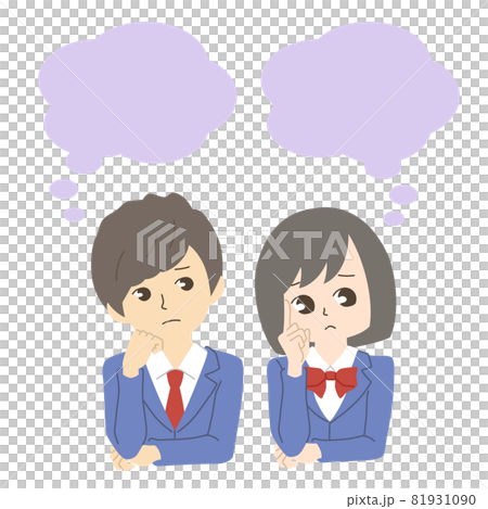 Illustration material of male and female students thinking 81931090