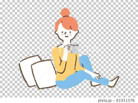 一個女人喝咖啡休息 一個女人喝咖啡休息 81931376