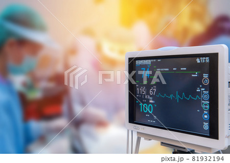 Defibrillator with Medical physician doctor in ICU operation room  at hospital 81932194