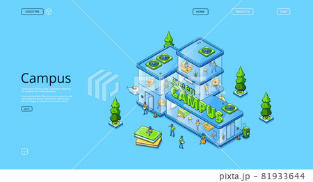 Green campus isometric landing page, people work Green campus isometric landing page, people work 81933644
