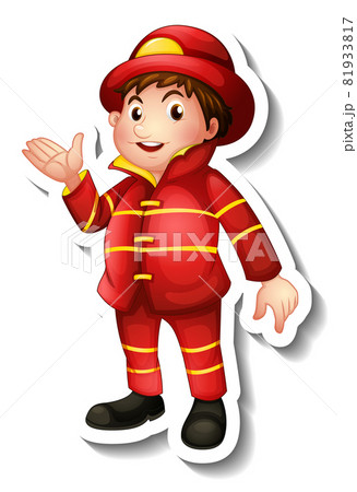 Sticker design with a fireman cartoon character Sticker design with a fireman cartoon character 81933817