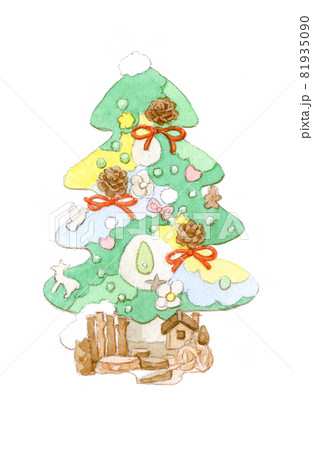 水彩：クリスマスツリーのイラスト素材 [81935090] - PIXTA
