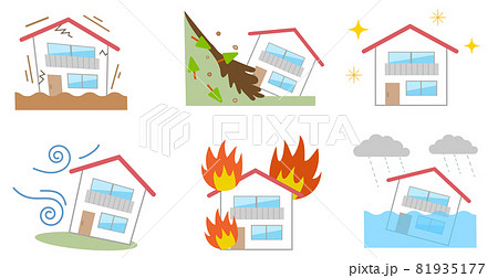 災害と家のアイコンイラスト 81935177