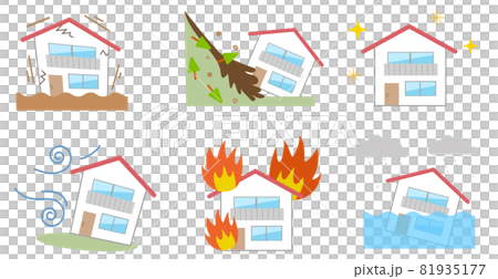 災害と家のアイコンイラスト 81935177