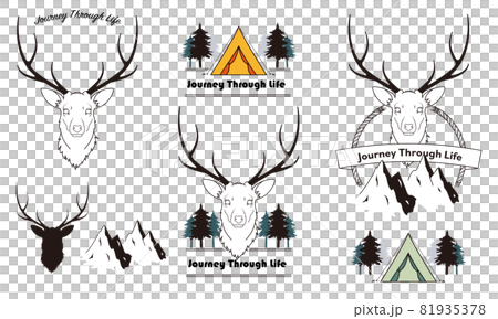 雄鹿のロゴマーク 黒線のイラスト素材