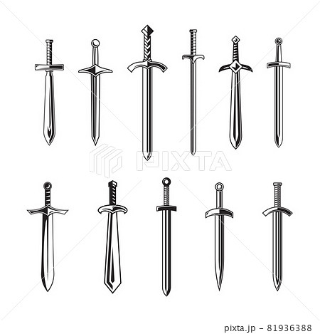 Knight Swords Isolated On White Backgroundのイラスト素材