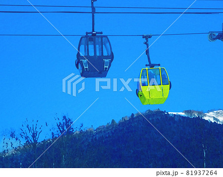 スキー場のゴンドラのイラスト素材