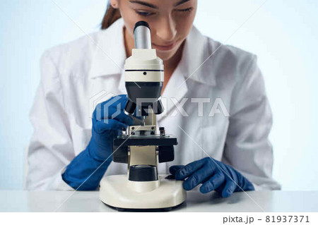 woman scientist laboratory microscope research biotechnology woman scientist laboratory microscope research biotechnology 81937371