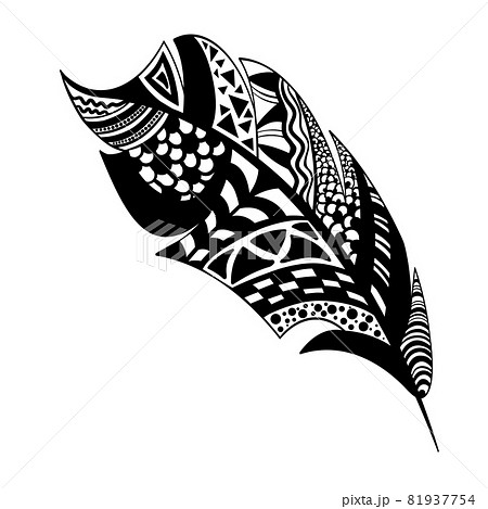 black and white feather vector Patterned design, Tattoo 81937754