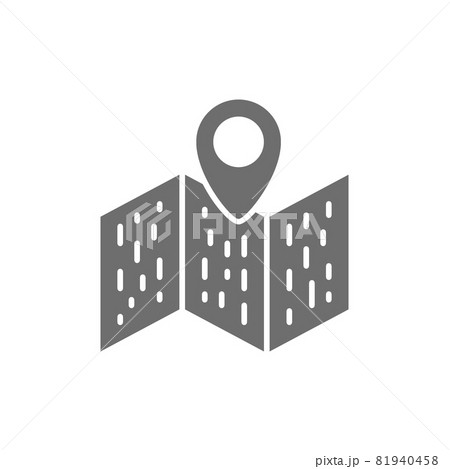 Map with pointer, navigation, location pin grey icon. 81940458