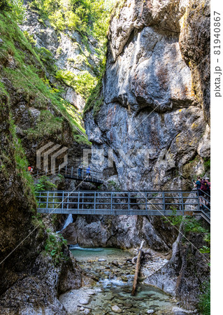 The wild-romantic Almbachklamm in the Berchtesgaden Land is a popular excursion destination in Bavaria, Germany The wild-romantic Almbachklamm in the Berchtesgaden Land is a popular excursion destination in Bavaria, Germany 81940867