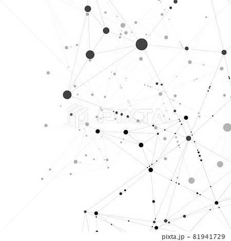 Stylish, polygonal pattern of connected black lines and dots on white background. Designed for use in new technology projects. Simple, beautiful, minimalistic, abstract background 81941729