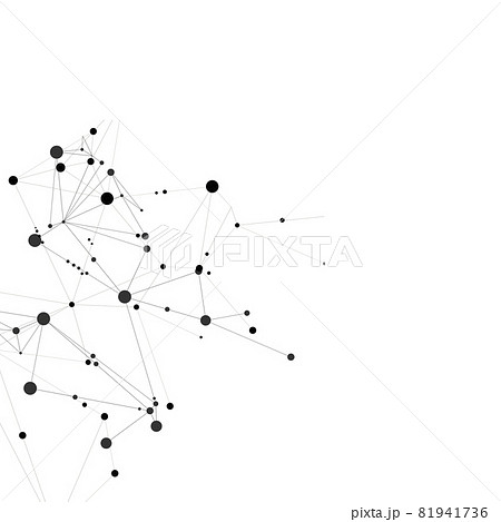 Stylish, polygonal pattern of connected black lines and dots on white background. Designed for use in new technology projects. Simple, beautiful, minimalistic, abstract background 81941736