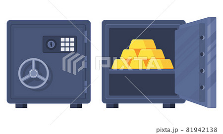 Bank safe gold bar, ingnots. Flat vector cartoon illustration Bank safe gold bar, ingnots. Flat vector cartoon illustration 81942138