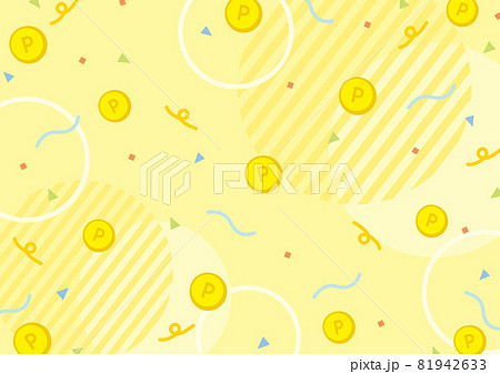 ポイントコインと幾何学模様のかわいいポップ背景のイラスト素材