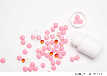 pills scattered on isolated background medication treatment pills scattered on isolated background medication treatment 81944110