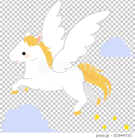 在天空中飛翔的白色飛馬 81944555