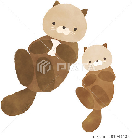 ラッコの親子 イラストのイラスト素材