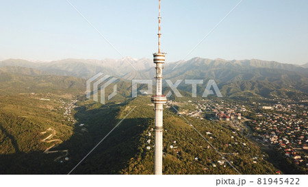 Kok Tobe big TV tower on the green hills of Almaty Kok Tobe big TV tower on the green hills of Almaty 81945422