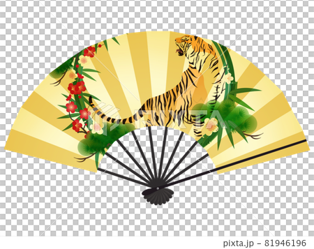 扇子（寅年年賀状素材） 81946196