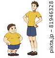 体格差を表現した男性二人のイラスト 81946328