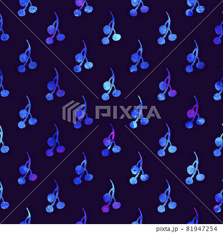 XMAS watercolor Branch Berry Seamless Pattern in Blue Color. Hand Painted background or wallpaper for Ornament, Wrapping or Christmas Gift 81947254