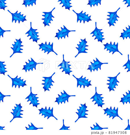 XMAS watercolor Poinsettia Seamless Pattern in Blue Color. Hand Painted fir tree background or wallpaper for Ornament, Wrapping or Christmas Gift XMAS watercolor Poinsettia Seamless Pattern in Blue Color. Hand Painted fir tree background or wallpaper for Ornament, Wrapping or Christmas Gift 81947308