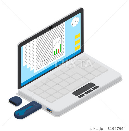 isometric open portable notebook. with USB stick for digital signature. Secure contract conclusion electronically. Modern technology. 3d vector on white background isometric open portable notebook. with USB stick for digital signature. Secure contract conclusion electronically. Modern technology. 3d vector on white background 81947964
