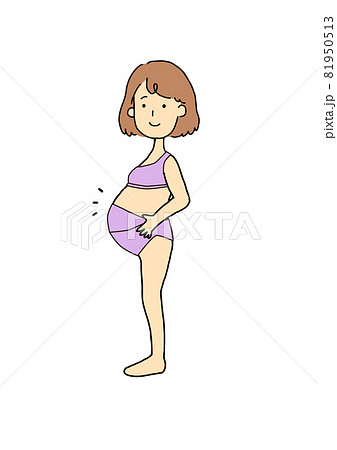 笑顔の下着姿の妊婦 イラスト 笑顔の下着姿の妊婦 イラスト 81950513