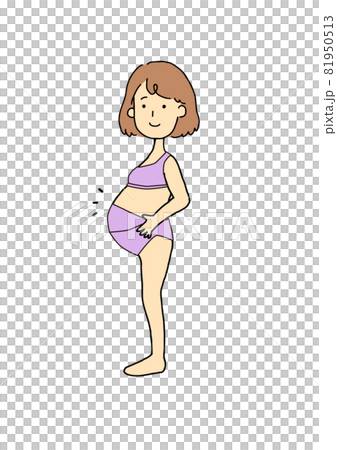 笑顔の下着姿の妊婦 イラスト 笑顔の下着姿の妊婦 イラスト 81950513