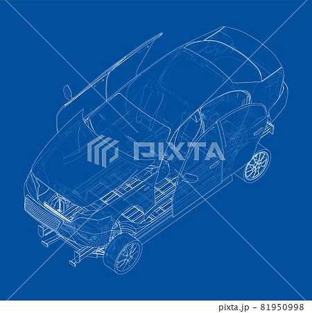 Assembling electric car. Vector 81950998