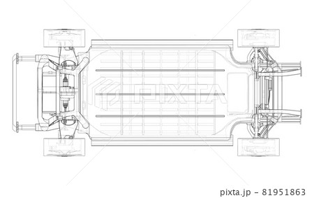 Electric Car Chassis with battery. Vector 81951863