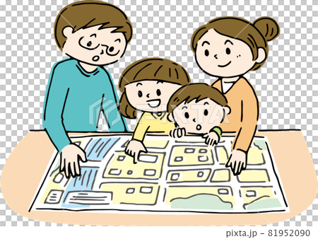 親子で地図を確認 81952090