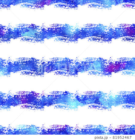 Watercolor Brush Stripes Seamless Pattern Hand Painted Grange Geometric Design in Blue Color. Modern Strokes Grung Collage Background 81952467