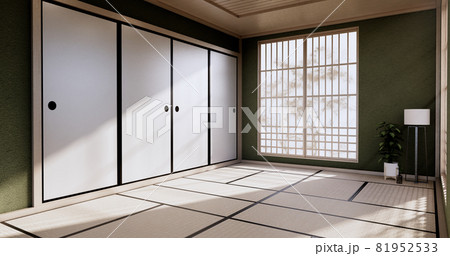 Empty - Clean green modern room japanese style.3D rendering Empty - Clean green modern room japanese style.3D rendering 81952533