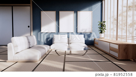 cabinet shelf wall on tatami mat floor room japanese style. 3D