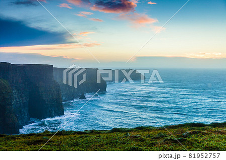 Cliffs of Moher at sunset in Co. Clare Ireland Europe. Cliffs of Moher at sunset in Co. Clare Ireland Europe. 81952757