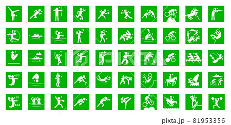 Summer sport pictogram Light green square frame Summer sport pictogram Light green square frame 81953356