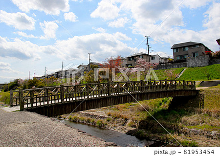 三田市けやき台5丁目　平谷川沿い散策路にかかる歩道橋　アップ 81953454