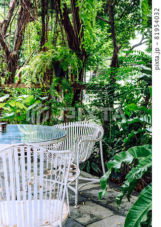 Detail of old vintage furniture in garden Detail of old vintage furniture in garden 81954032