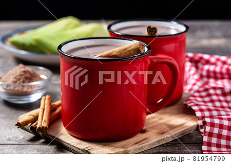 Traditional Mexican chocolate atole drink Traditional Mexican chocolate atole drink 81954799