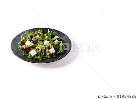 Beetroot salad with feta cheese,lettuce and walnuts Beetroot salad with feta cheese,lettuce and walnuts 81954838