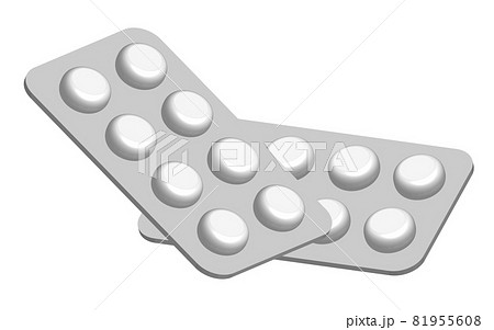 錠剤3D、PTP(press through pack)包装シートに8錠入りのイラスト 錠剤3D、PTP(press through pack)包装シートに8錠入りのイラスト 81955608